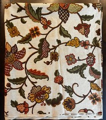 Waverly Coventry Crewel Fabric Faux Linen Cotton Jacobean Floral~3 Yds ~ 47″W
