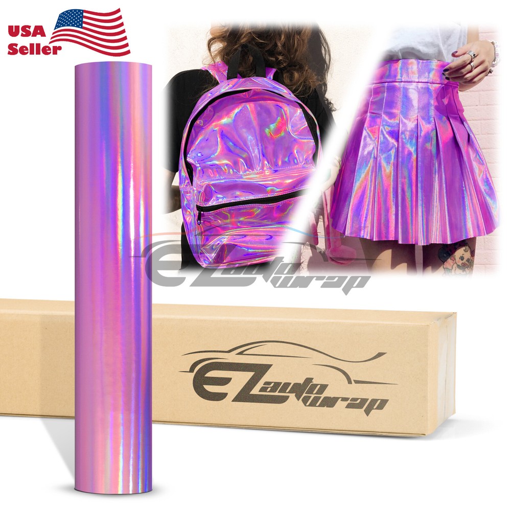 Fabric Holographic Light Purple Cloth Vinyl Weave PU Faux Leather Iridescent