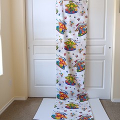 1977 Pattern Rights White Primary Colors Carousel CottonPoly Fabric 2.5yd x 44″
