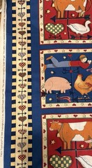 Vintage Susan Winget Americana Farm Fabric Lot 1995 Primitive Country 2 Pc