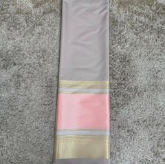 Thai Silk Cotton Blend Fabric Gray Pink Gold Brocade 100x180cm Handmade New