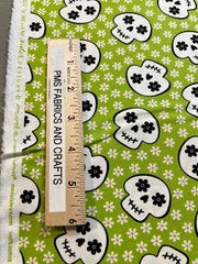 MODA Halloween Fab Boo 100% cotton fabric yard 36 x 44 GREEN 22483 16 SKULLS