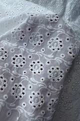 Cotton Embroidered Cutwork Eyelet Lace Fabric Floral Dress Wedding Kids Craft