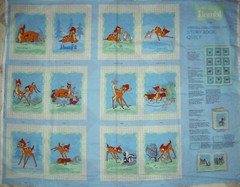 VTG SPRINGS INDUSTRIES Cotton fabric panel Walt Disney’s Bambi STORY BOOK QUILT