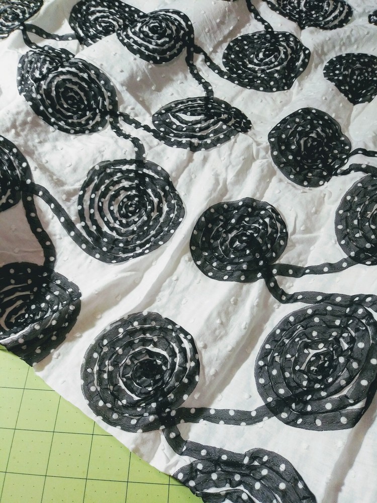 1 yard 54″ wide Specialty Fabric – Cotton w/ Embroidered Ribbon – retail $24.99