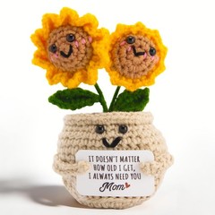 Crochet Flowers Sunflower Thank You Gifts Womens Mini Positive Desk Decor
