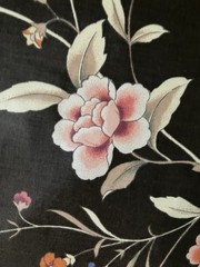Jay Yang Pink Green Blue Floral Black Chintz Cotton Fabric 4 Yards