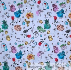 BonEful Fabric FQ Cotton Quilt Blue Curious George Monkey Ice Cream Donut Candy