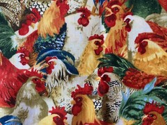 WILMINGTON FABRIC~Anita Phillips~CHICKEN COOP~Roosters~Hens~RED YELLOW GREEN~