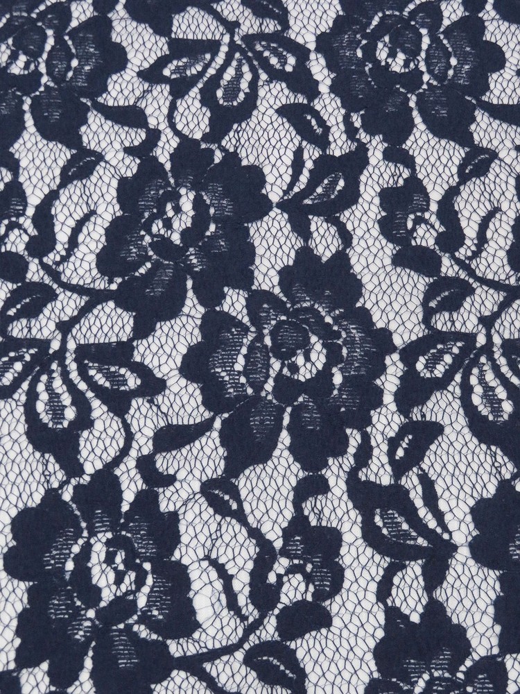 Floral Lace Fabric Special Occasion Black Navy Blue No Border By the Yard
