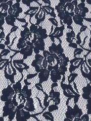 Floral Lace Fabric Special Occasion Black Navy Blue No Border By the Yard