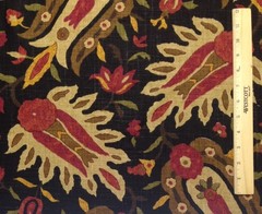 RICHLOM PRANZO RAVEN BLACK FLORAL LEAF MULTIPURPOSE LINEN FABRIC BY YARD 54″W