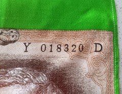 Large Italy bill fabric Banca D’Italia Lire Centomila A. Manzoni green