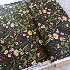 By The Yard, Woodland Mushrooms Black ~ $3.99 Ships ANY Amount Of Cotton Fabric