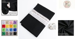 100% Black Combed Cotton Fabric – Machine Washable Poplin by the Yard
