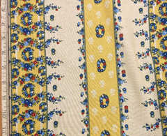 Countryside Inn Floral Stripe Cotton Fabric RJR 2005 Yellow Yardage