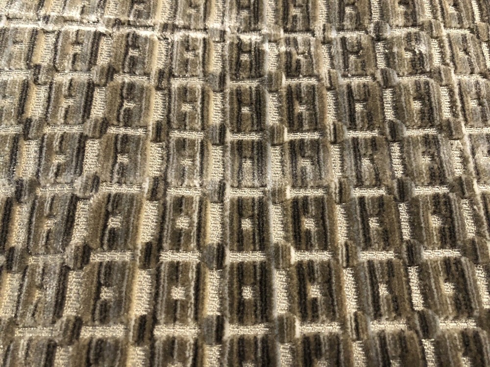 Groundworks Geometric Cut Velvet Uphol Fabric- Menger Velvet / Stone 1.25 yd