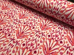Pink Ikat Floral Fan Damask Flower Fabric Paisley Deco Cotton Material 55” wide