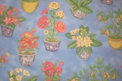 1 of 4 yds Western textiles Fabric Potted Plants Floral Drapery Blue 54″w BTY