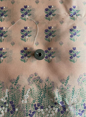 Peach with Purple Flowers by the piece, 56” wide by 2 yds 8” long, Polyester ?