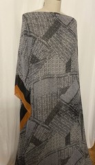 100% Silk Chiffon Geometric Patchwork Mosaic Grey White Fabric By The Yard 54″ W