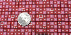 100% Cotton Fabric Andover – Hearts and Squares in Red and Pink – By the Yard