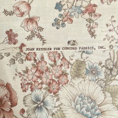 Vintage Joan Kessler Floral Beige Cotton Concord Fabrics 2+ Yards