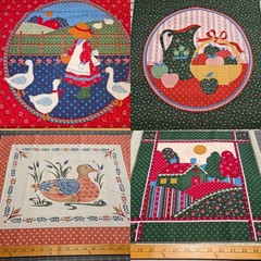 VTG PILLOW PANEL FABRIC LOT DUCK GOOSE FARMHOUSE COTTAGE GRANDMA CORE CRANSTON