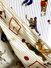 Basketball Print by Princess Fabric Inc White Multicolor 42″ x 53″ L