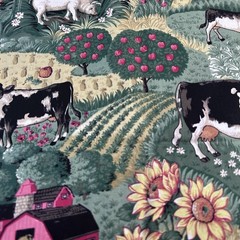 VTG 90s Joan Kessler Concord Fabrics Farm Print Cotton Fabric 5+ yds x 44 in USA
