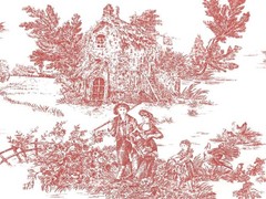 Tablecloths and Fabric by the Metre |Toile de Jouy Model 1 Color Red | MADE IN ITALY