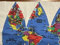 1988 Hugg-A-Planet EARTH Fabric Panel By XTG Products DIY Huggable World Map