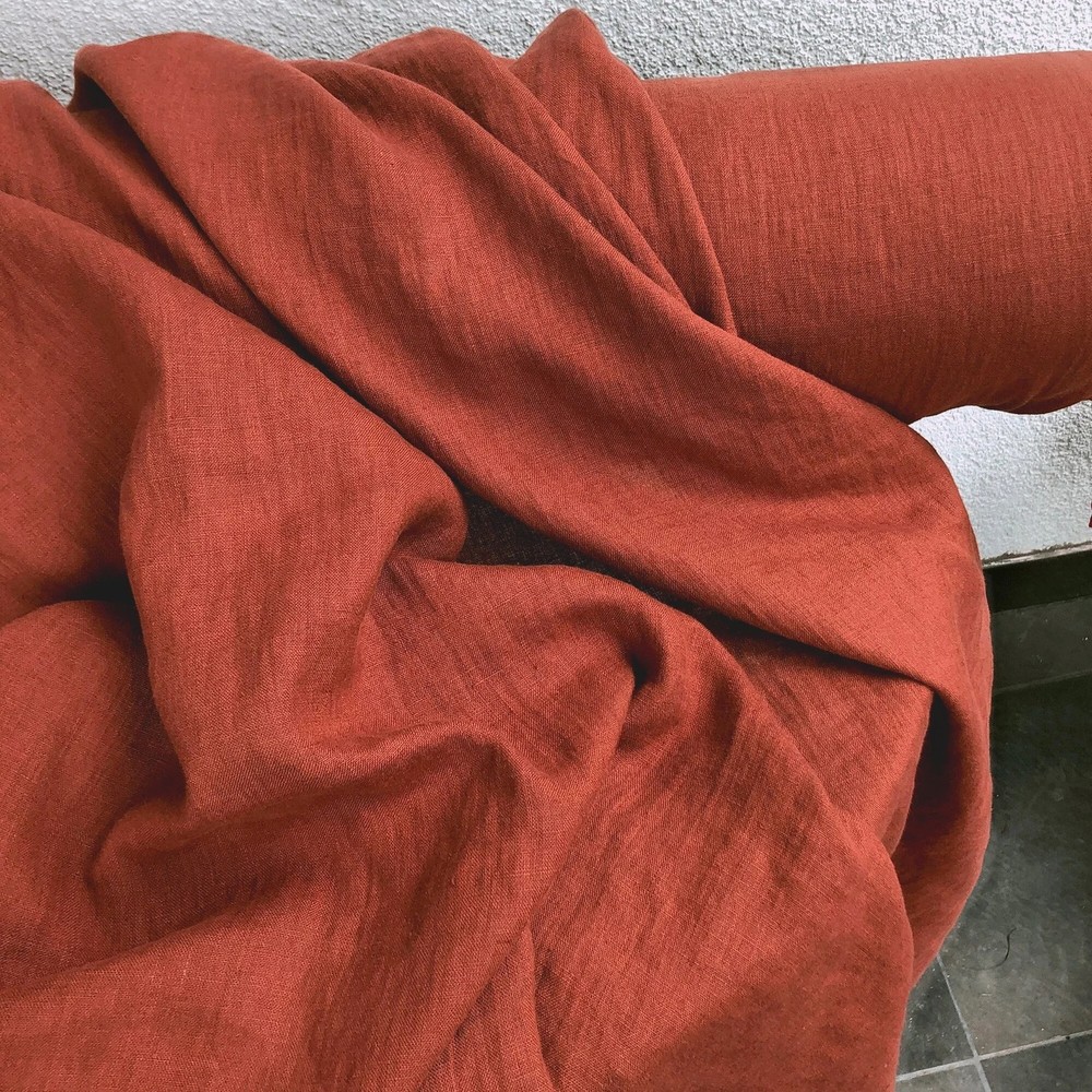 100% Organic Cotton Fabric by Yard Burnt Sienna Soft Hand Dyed Sewing Material