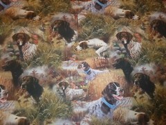 Sporting Dogs In The Field Cotton Fabric – 15 INCHES WIDE and 36 INCHES LONG