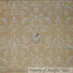 BonEful Fabric FQ Cotton Quilt VTG Brown Cream Damask Calico Toile Flower Nature