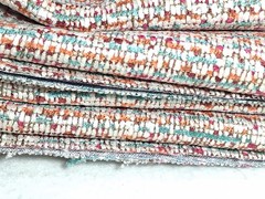 Multicolor Boucle Woven Fabric 1 Large piece 69″ x 56″ Orange Pink Teal Ivory