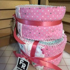 Two Cotto Flannel Pink And Light Green Jelly Rolls 2.5 X 42” 20 Strip Rolls