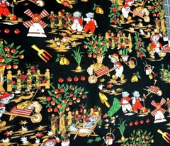 Garden Bear – Hi-Fashion Cotton Fabric – 2.1 yd x 1 yd – Vintage 1950-1970