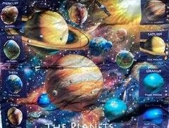 Large Outer Space Quilt Panel W/ Individual Planet Blocks.