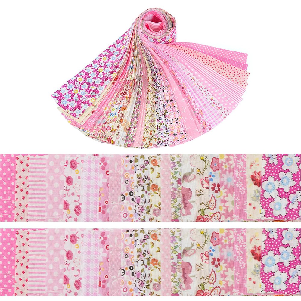 40 PCS Jelly Roll Fabric 2.5×20 Inch Cotton Quilting Strip Patchwork Pink