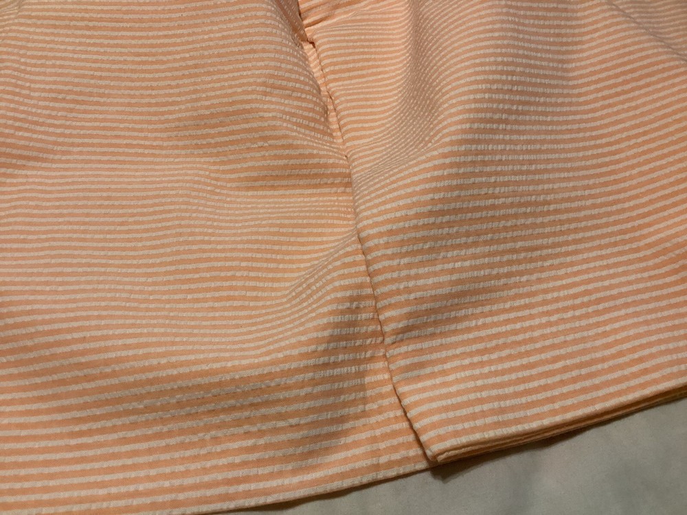 Seersucker 100% Cotton Easy To Care Four (4) Yards Orange / White