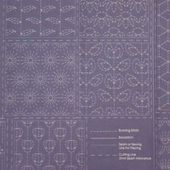 Patchwork Quilting Sewing Fabric Sashiko Botanical Navy Panel 50x110cm