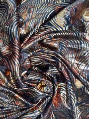 Metallic Spiral Foil Activewear Fabric Copper Bronze Gold 3 Yards 44” Wide Slink