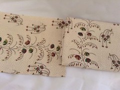Vintage Cotton Fabric Quilt Single Piece Brown Green Plant Dots Vine Fluid VVPS