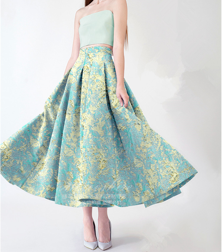 Luxury Gold Floral Jacquard Evening Dress Brocade Damask Costume DIY Fabric 0.5M