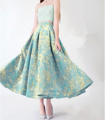 Luxury Gold Floral Jacquard Evening Dress Brocade Damask Costume DIY Fabric 0.5M