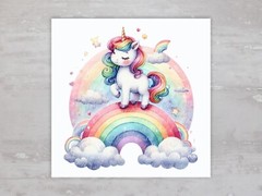 Colorful Playful Rainbow Unicorn Quilt Fabric Panel Sewing Quilting Block A118