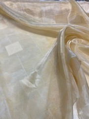 French Sheer Organza Gold Squares 118″ wide fabric By the yard