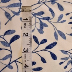 White Fabric Blue Leaf Flowers Plants Cotton Blend 2-2/3 yds x 52” Quilting