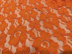 ORANGE Corded Stretch Embroidery Lace Fabric 50” Width 1 Yard